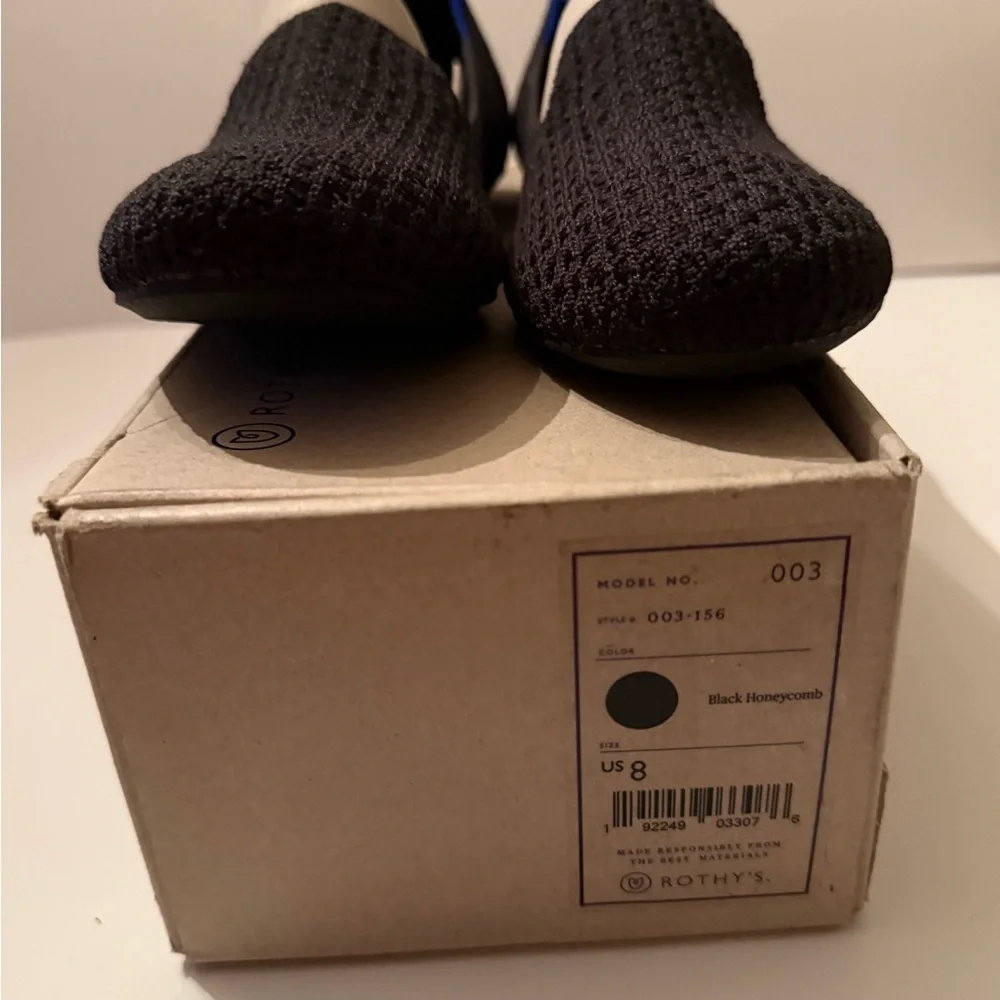 Rothy's Black Honeycomb Knit Slip-On Loafers New in Box Women’s 8